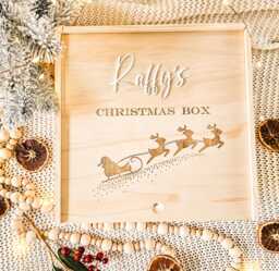 Personalized Wooden Christmas Eve Box, Engraved Large Box 25cm, Family Xmas Eve, Reusable Box - thumbnail 1