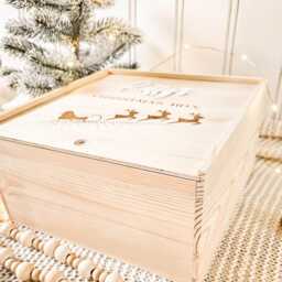 Personalized Wooden Christmas Eve Box, Engraved Large Box 25cm, Family Xmas Eve, Reusable Box - thumbnail 3