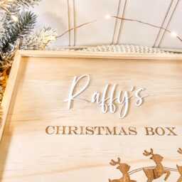 Personalized Wooden Christmas Eve Box, Engraved Large Box 25cm, Family Xmas Eve, Reusable Box - thumbnail 2