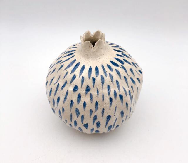 Ceramic Pomegranate, Home Decor, Judaica Art, Handmade Vase, Pomegranate Fruit Vase - image 1