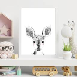 Watercolour Deer Cute Print - Children's Nursery Playroom Decor Gift Bespoke A5 A4 A3 Framed - thumbnail 3