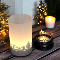 Winter Shadow Play Candle - Snowflake, Reindeer, Snowman Motifs - thumbnail 2