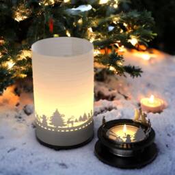 Winter Shadow Play Candle - Snowflake, Reindeer, Snowman Motifs - thumbnail 3