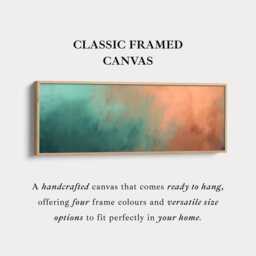 Terracotta Green Wall Art Long Horizontal Abstract Canvas With Teal & Clay Tones For Modern Living Room Bedroom Or Hallway Decor - thumbnail 3