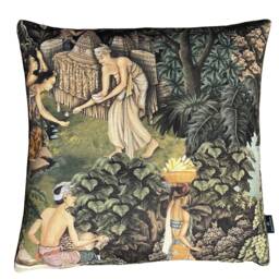 Glimpses Of Paradise Cushion Cover Thailand's Exotic Forest Waterfalls & Fruit Gatherers - thumbnail 3