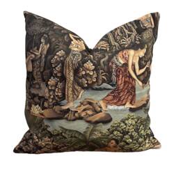 Glimpses Of Paradise Cushion Cover Thailand's Exotic Forest Waterfalls & Fruit Gatherers - thumbnail 1