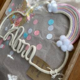 Lettering Cloud With Rainbow, Door Sign, Name Plate, Personalized Lettering, Christening Gift, Baby Birthday Gift - thumbnail 3