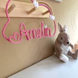 Lettering Cloud With Rainbow, Door Sign, Name Plate, Personalized Lettering, Christening Gift, Baby Birthday Gift - thumbnail 2