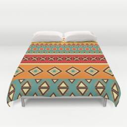 African Duvet, Geometric Duvet, Tribal Duvet Cover, Colorful Bedding, Boho Duvet, Turquoise Duvet, Orange Duvet, Ethnic - thumbnail 1