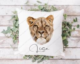 Lioness Cushion, Pillow, Lion, Gift, Lover, Gift For Mum, Her, Watercolour Lioness - thumbnail 1