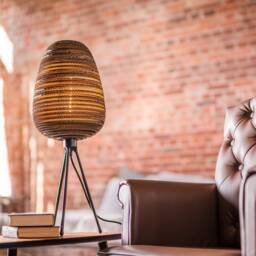 Cardboard Table Lamp, Minimalist Home Lighting, Eco-Friendly Handmade Lampshade - Organic M - thumbnail 2