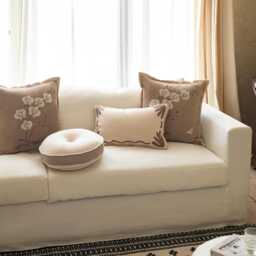 Floral Embroidered Pillow Cover, Velvet Cushion Set, Lumbar & Round Accent