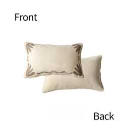 Floral Embroidered Pillow Cover, Velvet Cushion Set, Lumbar & Round Accent - thumbnail 4