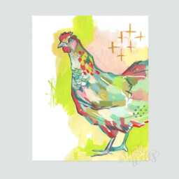 Ms. Chicken - Funky Art Print Farmhouse Wall Decor Bright Colorful Painting - thumbnail 2