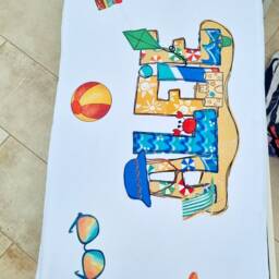 Personalised Beach Towel, Matching Bag & Swimming Towel, First Holiday For Kids, School Bag, Bath Bag - thumbnail 2