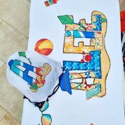 Personalised Beach Towel, Matching Bag & Swimming Towel, First Holiday For Kids, School Bag, Bath Bag - thumbnail 3