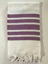 Handwoven Turkish Cotton Towel Purple Striped Peshtemal