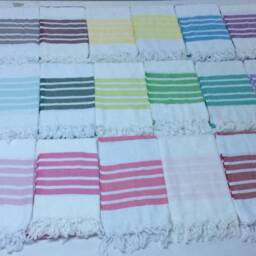 Handwoven Turkish Cotton Towel Purple Striped Peshtemal - thumbnail 2