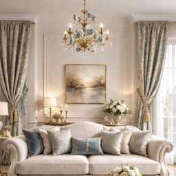 Italian Hand Forged Wrought Iron 8 Lights Gold Leaf Chandelier Porcelain Clear Blue Peonies & Crystals - thumbnail 3
