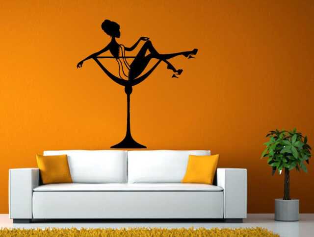 Pretty Woman Girl Martini Glass Glamorous Fancy Wall Stickers Decals Vinyl Mural Decor Art L2095 - image 1