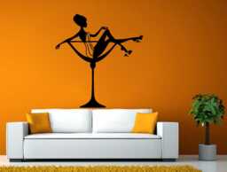 Pretty Woman Girl Martini Glass Glamorous Fancy Wall Stickers Decals Vinyl Mural Decor Art L2095