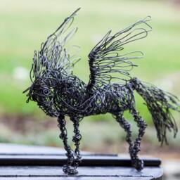 Black Horse Art, Wired Animal, Art Sculpture, Brass Deco Home Decor, Pegasus Figure - thumbnail 4
