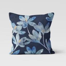 Blue Paint Effect Cushion Cover-Abstract Pillow Case-Navy Case-Modern Throw Cover-Gift For Her Cushion-Handmade Material - thumbnail 3