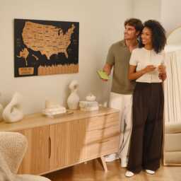 National Park Wall Hanging Travel Map With Pins, Usa Apartment Decor 5Th Anniversary Gift, United States Wooden Art Gift - thumbnail 2