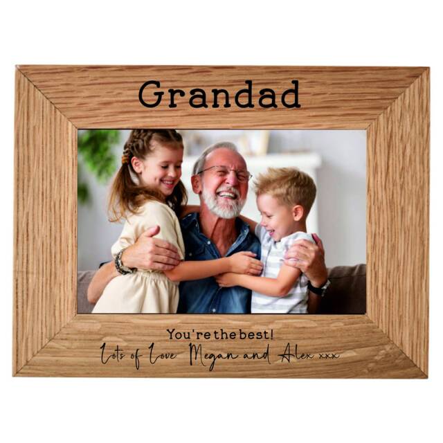 Personalised Custom Oak Finished Photo Frame - Add Your Own Text Dad Daddy Grandad Father's Day Birthday Christmas Gift Present