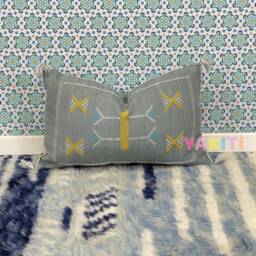Yakiti-Grey Silk Moroccan Pillows, Aka Cactus Pillow, Decorative Pillows, Sabra Pillows, Moroccan Decor Designer Cactus - thumbnail 2