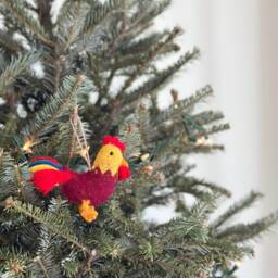 Felt Farm Animal Holiday Ornament, Rooster, Cow, Sheep, Pig, Biodegradable Christmas Decorations - thumbnail 3