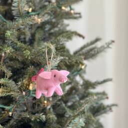 Felt Farm Animal Holiday Ornament, Rooster, Cow, Sheep, Pig, Biodegradable Christmas Decorations - thumbnail 4