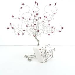 Business Card Holder Tree Swarovski Crystal Birthstone Wire Office Gift Decor - thumbnail 2