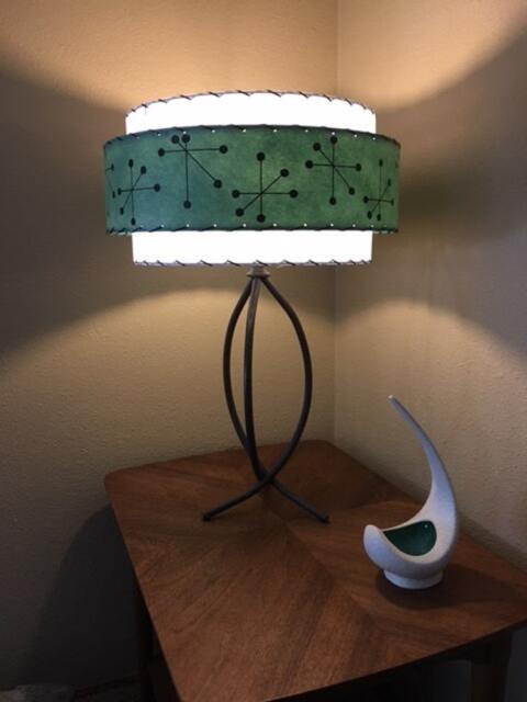 Mid Century Vintage Style 3 Tier Fiberglass Lamp Shade Starburst Atomic 18x11 - image 1