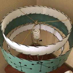 Mid Century Vintage Style 3 Tier Fiberglass Lamp Shade Starburst Atomic 18x11 - thumbnail 2