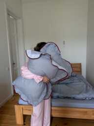 Midnight Blue Cage With Burgundy Ruffle Bedding Set Full, Cotton Duvet Cover, 2 Pillowcase