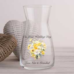 Personalised Wedding Day Glass Vase - Gift Flower Happy Couple Mr & Mrs Keepsake - thumbnail 2