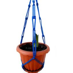 Blue Macrame Plant Hanger - Plant Holder 24 Inches 3mm Hanging Planter Indoor Outdoor Gift Idea Macrame Wall Hanging - thumbnail 2
