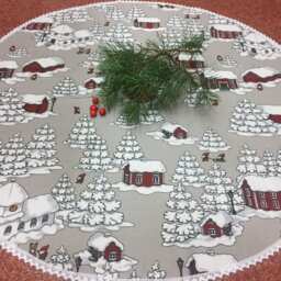 Handmade Christmas Tree Skirt Swedish Scandinavian Design - thumbnail 3