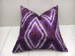 Handwoven Silk Ikat Pillow Cover 16x16 - Decorative Cushion