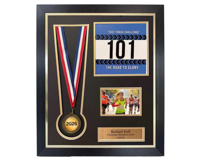 Marathon Medal Display Frame Race Bib & Photo - image 1