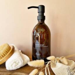 Refillable Glass Hand Soap Dispenser White Label, Scandi Japandi Style - thumbnail 2