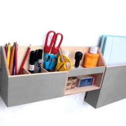 Gray Wood Wall Organizer Set, Home Office Command Center - thumbnail 3