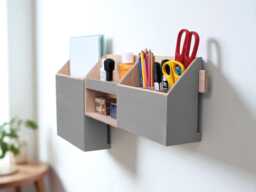 Gray Wood Wall Organizer Set, Home Office Command Center - thumbnail 1