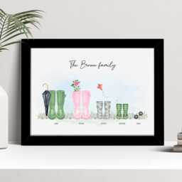 Personalised Family Welly Boot Print, Custom Framed Wall Art - thumbnail 2