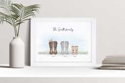 Personalised Family Welly Boot Print, Custom Framed Wall Art - thumbnail 1