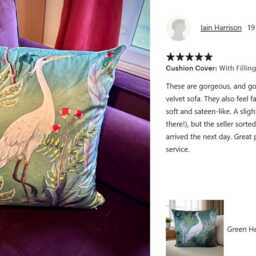 Green Heron Tropical Velvet Cushion Cover, Accent Pillow - thumbnail 2
