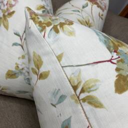 "Floral Cushion Cover, Throw Pillow Cover - Natural Green Cotton Handmade Double-Sided Pillowcase 18""/16" - thumbnail 4