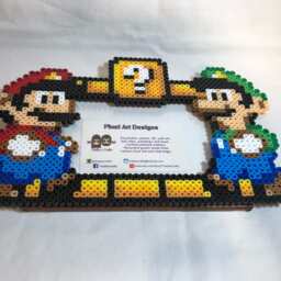 Mario Brothers Pixel Art Picture Frame - Gamer Gift, Desk Decor - thumbnail 3