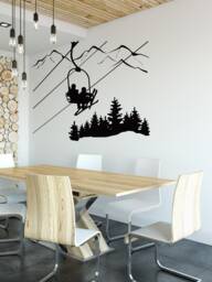 Skiing Wall Decal Mountain Pine Tree, Ski Lift Decor #275 - thumbnail 1